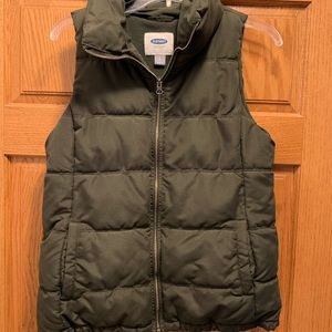 Olive green puffer vest